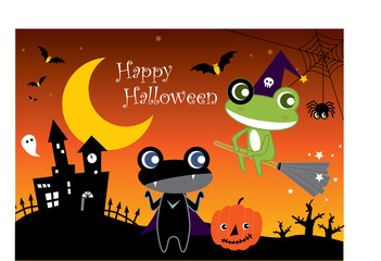 Halloween Cartoon Frogs
