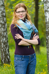 Portrait of young serious woman