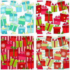 Collection of vector seamless background with gifts