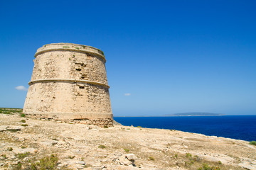 Fototapeta na wymiar Torre des Garrovet w Babaria Cape Formentera