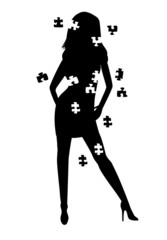 Girl puzzle silhouette