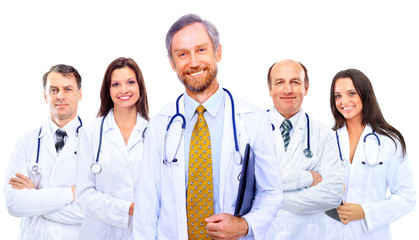 Fototapeta premium Portrait of group of smiling hospital colleagues