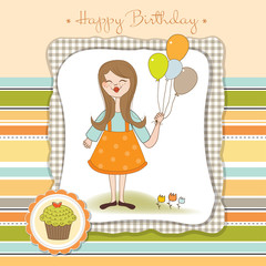 birthday greeting card with girl