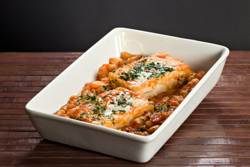 Merluzzo cappelletti e pomodori - Codfish, beans and tomatoes