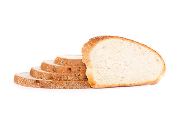 slices of white bread on white background