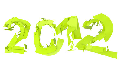 abstract splitted lettering 2012 in neon green