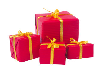 stack of red gift boxes