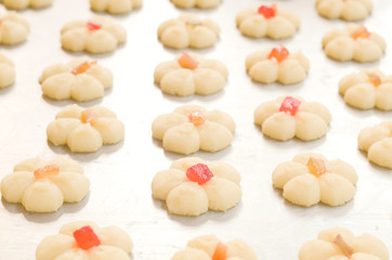 a cookie tray with homemade cookies for baking