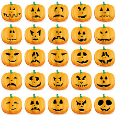 Halloween pumpkins as Jack O`Lantern, vector