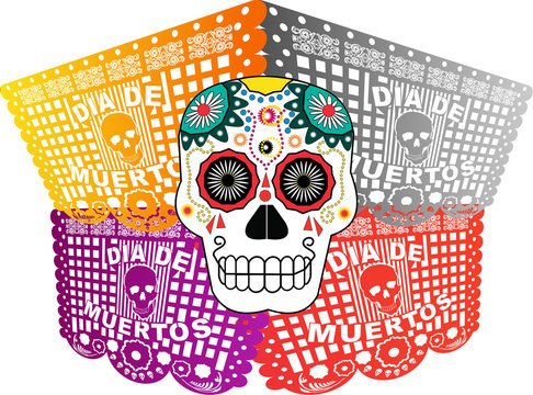 Papel Picado D&iacute;a de Muertos Calavera