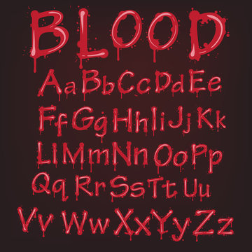 Abstract red Vector blood alphabet.
