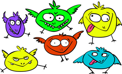 Obraz premium Vector image. Set of birds