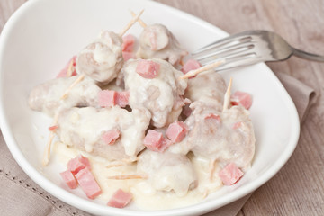 meat rolls and ham