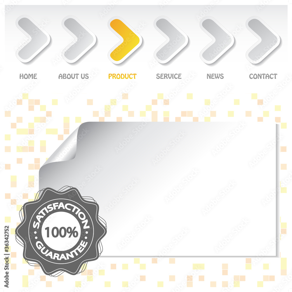 Fototapete Vector web navigation template with curled paper