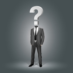 Businessman with Question Mark Head