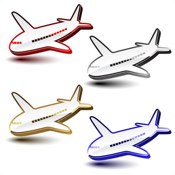 Vector shiny symbols of airplanes