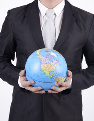 Businessman with a globe