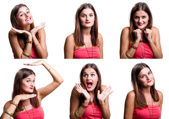 Six faces from a beautiful woman