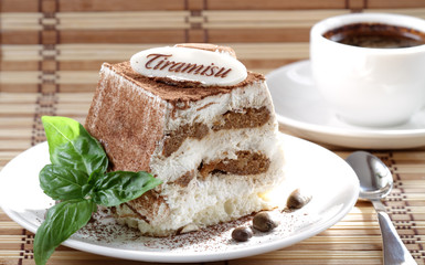 Tiramisu and coffee