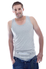 healthy fit young man islated on white background