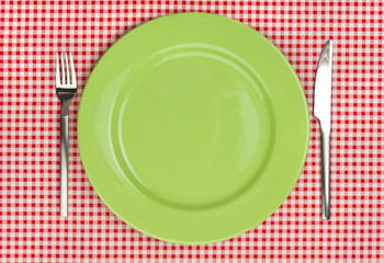 Dinner setting with green plate