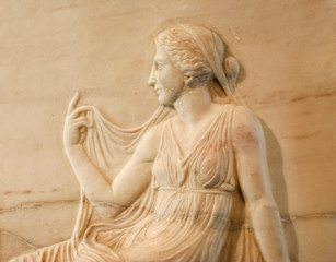 Marble relief of roman woman