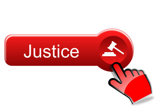 Justice button with red hand