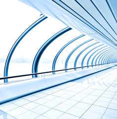 blue light transparent hallway