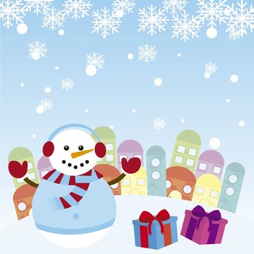 snowman with gifts