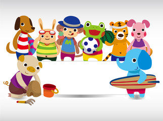 summer animal seamless pattern