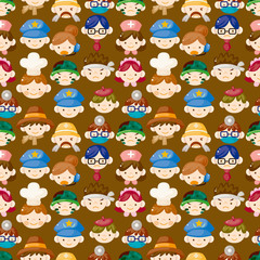 cartoon people face seamless pattern