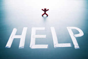 Heip word and single person with backlight shadow