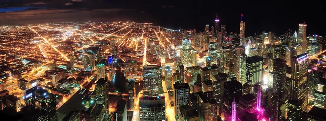 Tuinposter Chicago Nachtzicht panorama © rabbit75_fot