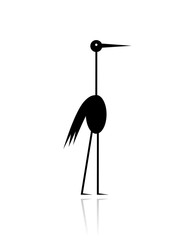 Funny stork black silhouette for your design