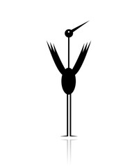 Funny stork black silhouette for your design