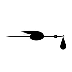 Funny stork with baby for your design