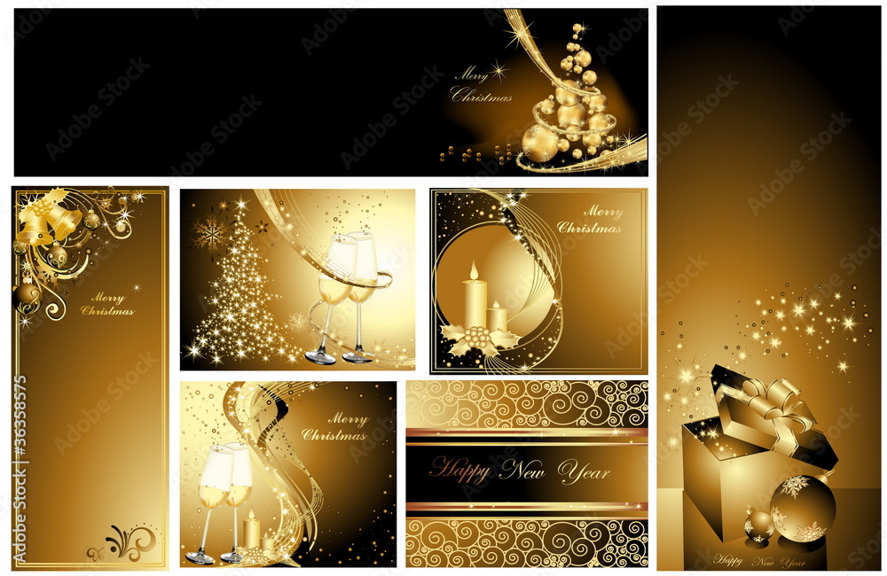 Wall mural Gold Merry Christmas background collections