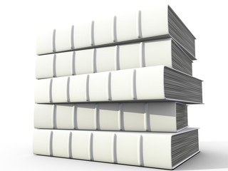 Stack of books over white background