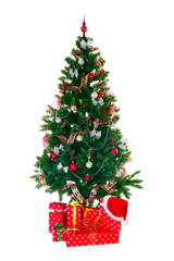 Christmas Tree and Gifts isolated on white