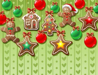 Biscuits de Noël Decorations-Gingerbread Fond ornemental