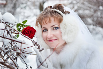 The bride with red rose