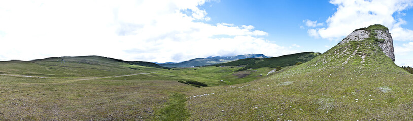Fototapeta premium Panorama background in Carpathians. Beautiful mountains and land