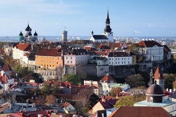 Naklejka na ściany i meble Widok na Stare Miasto w Tallinie, Estonia