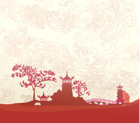 old paper with Asian Landscape © diavolessa