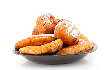 Plate with Dutch donut and apple turnovers