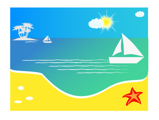 Fototapeta na wymiar vector background with sailboat floating on sea