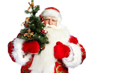 Santa Claus portrait smiling isolated over a white background