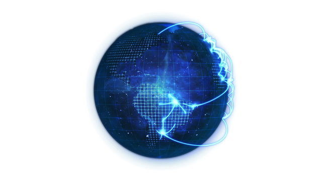 Animated blue planet globe with network