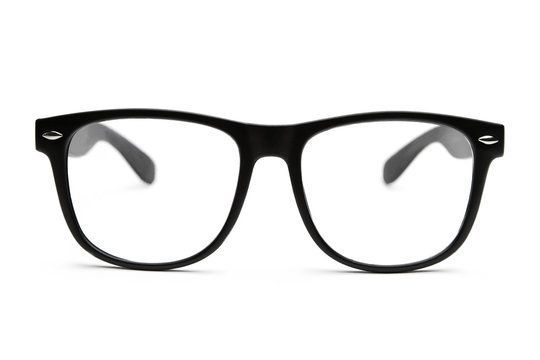 Black Retro Nerd Glasses On White Background
