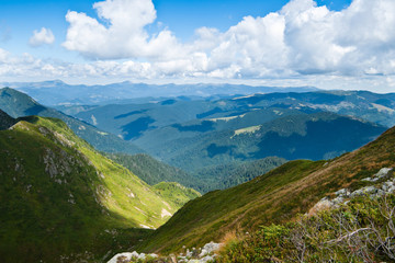 Carpathians landscape: on a top of mountain ridge